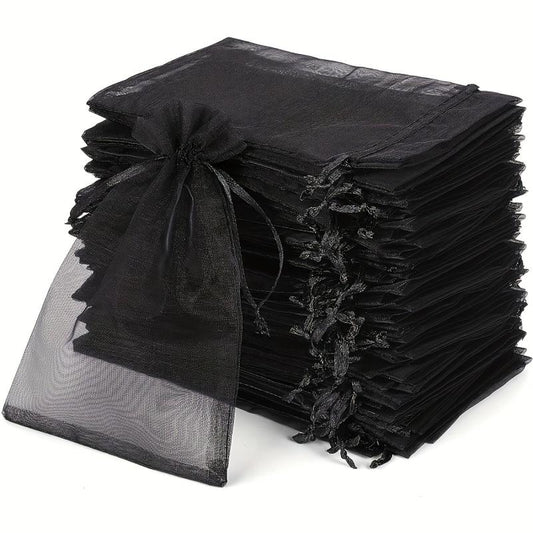 100pcs Organza Bags With Drawstring for Jewelry Favors Christmas Parties