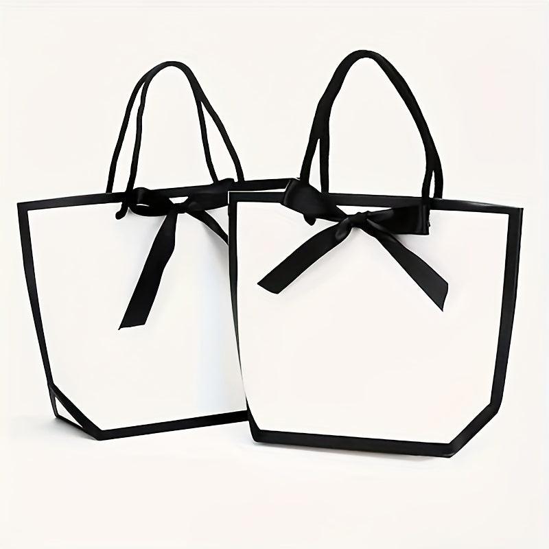 10pcs Bowknot Decor Tote Bag Large Capacity Paper Handbag B