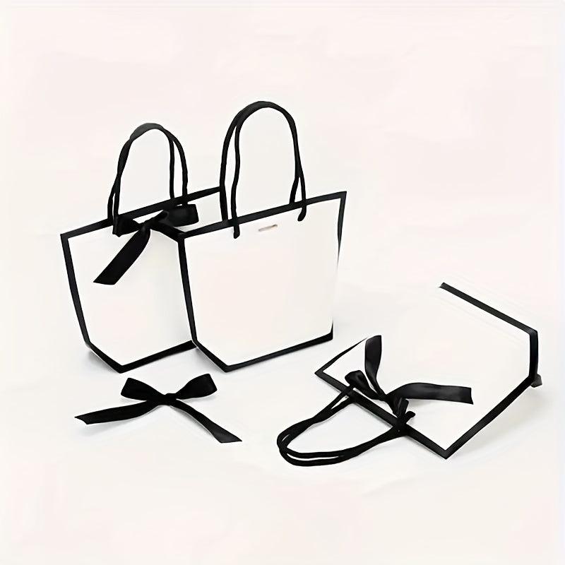 10pcs Bowknot Decor Tote Bag Large Capacity Paper Handbag B