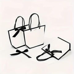 10pcs Bowknot Decor Tote Bag Large Capacity Paper Handbag B