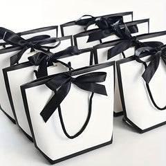 10pcs Bowknot Decor Tote Bag Large Capacity Paper Handbag B