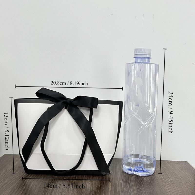 10pcs Bowknot Decor Tote Bag Large Capacity Paper Handbag B
