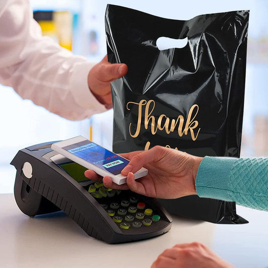 100pcs Medium Thick Gift Bag Flat Mouth Plastic Bag Clothing Bag