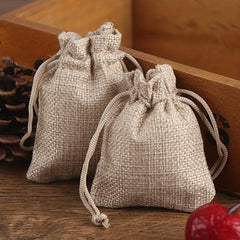 50pcs Burlap & Jute Bags Drawstring Gift Bags Jewelry Bags Ornaments Hemp Bags