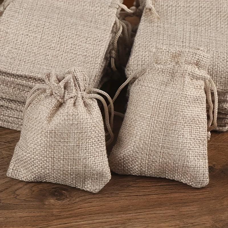 50pcs Burlap & Jute Bags Drawstring Gift Bags Jewelry Bags Ornaments Hemp Bags