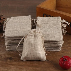 50pcs Burlap & Jute Bags Drawstring Gift Bags Jewelry Bags Ornaments Hemp Bags