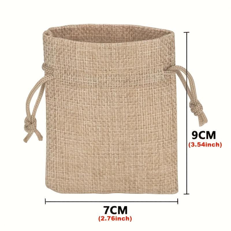 50pcs Burlap & Jute Bags Drawstring Gift Bags Jewelry Bags Ornaments Hemp Bags
