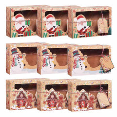 6/9pcs Christmas Cookie Boxes, Treat Boxes for Donuts, Cupcake, Candy Gift