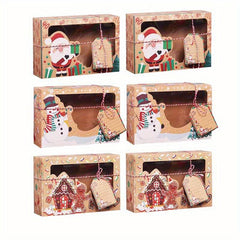 6/9pcs Christmas Cookie Boxes, Treat Boxes for Donuts, Cupcake, Candy Gift