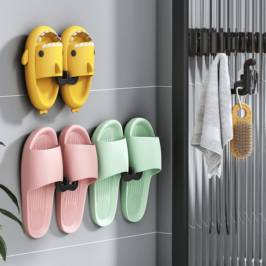 Wall-Mounted Slippers Rack Bathroom Hook Neat Storage Shoe Drying