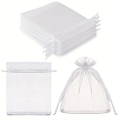 10pcs Sheer Organza Bags 8x11 Mesh Drawstring Small Jewelry Makeup Favor Bags