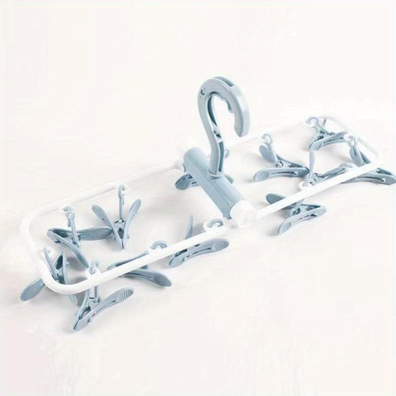 Multifunctional Folding Hanger Clothes Socks Hanger 12 Clips