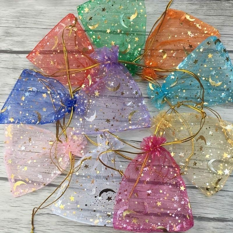 10pcs 50pcs Mixed Moon Star Organza Bags Wedding Party Cookie Bags