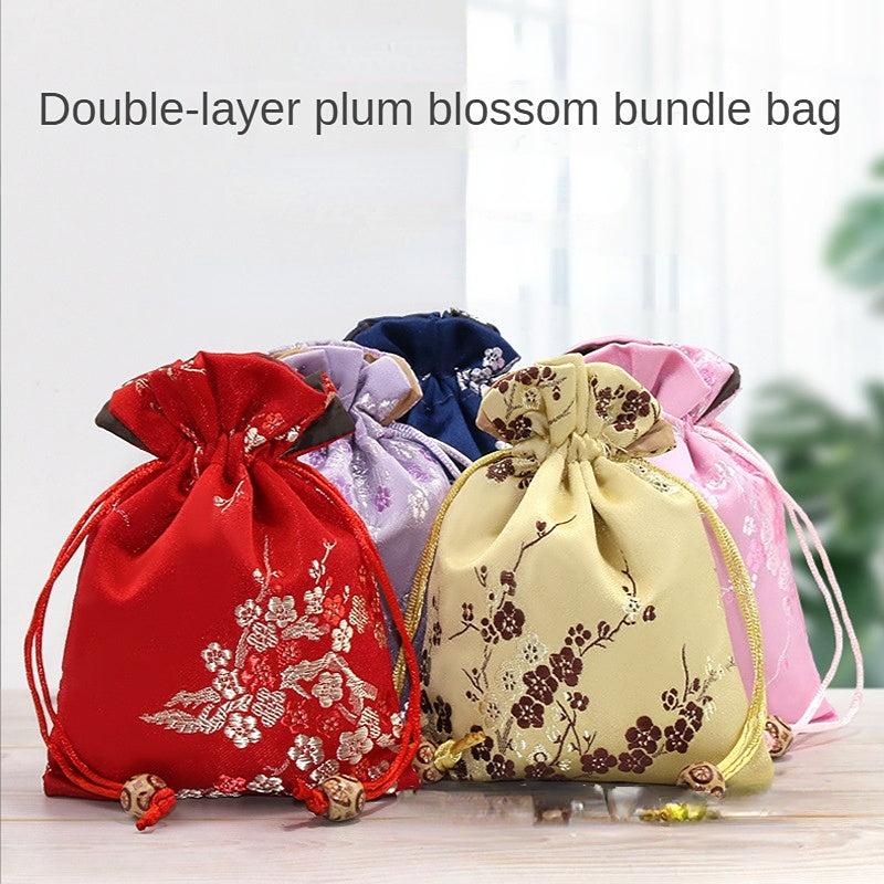 Chinese Style Double Layer Brocade Jewelry Bag 12x4x7.5in
