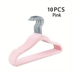 10pcs Small Flocking Hangers Non Slip Wardrobe Storage