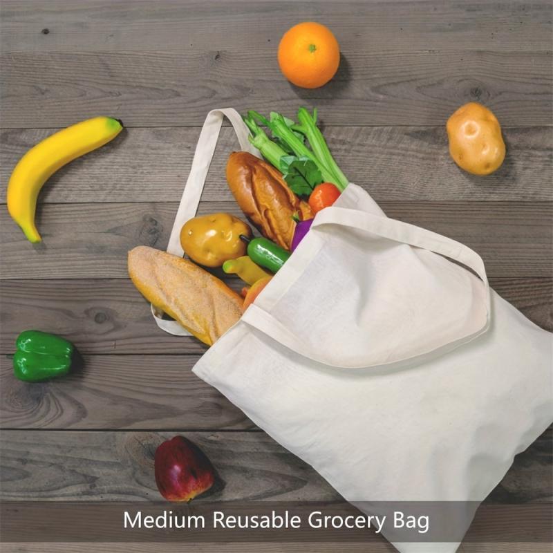 5 Pack Cotton Tote Bag Lightweight Reusable Grocery Shopping Bags