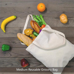 5 Pack Cotton Tote Bag Lightweight Reusable Grocery Shopping Bags