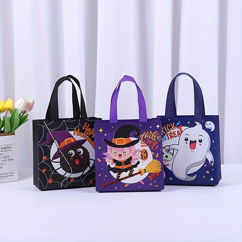 6pcs Halloween Trick Or Treat Bags Small Non Woven Tote Bags With Handles