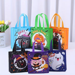 6pcs Halloween Trick Or Treat Bags Small Non Woven Tote Bags With Handles