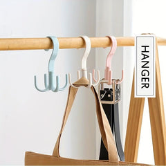 Rotating Four claw Hook Coat Hanging Bag Tie Rack Wardrobe Scarf Storage
