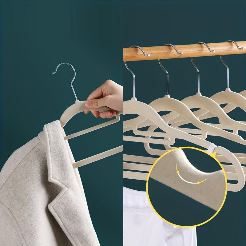10pcs Flocking Rack Organizer Non-slip Shoulder Hanger For Hanging Clothes
