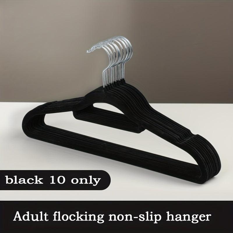 10pcs Flocking Rack Organizer Non-slip Shoulder Hanger For Hanging Clothes