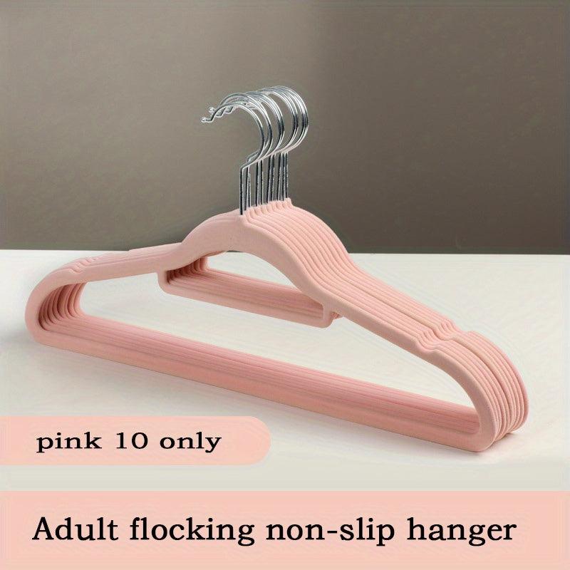10pcs Flocking Rack Organizer Non-slip Shoulder Hanger For Hanging Clothes