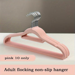 10pcs Flocking Rack Organizer Non-slip Shoulder Hanger For Hanging Clothes