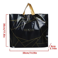 10pcs Striped Plastic Bags With Handles for Clothing Store Packaging