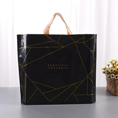 10pcs Striped Plastic Bags With Handles for Clothing Store Packaging