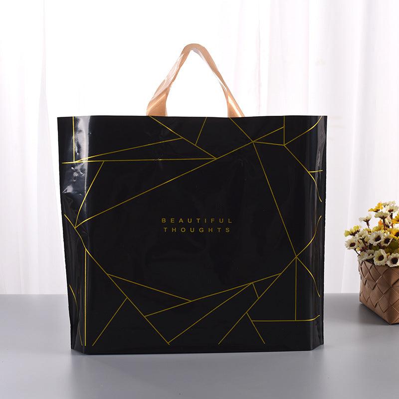 10pcs Striped Plastic Bags With Handles for Clothing Store Packaging