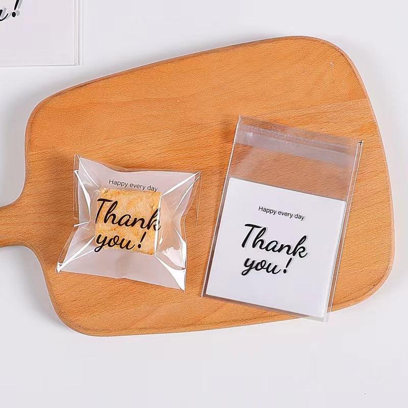 100pcs Thank You Self-sealing Gift Bags for Cookies and Candy