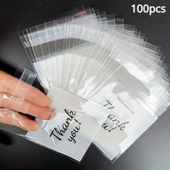 100pcs Thank You Self-sealing Gift Bags for Cookies and Candy