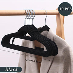 10pcs Pink Flocking Hanger Space Saving Non Slip Stacking