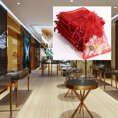 40pcs Red Organza Bags Drawstring Christmas Wedding Party Favor Graduation