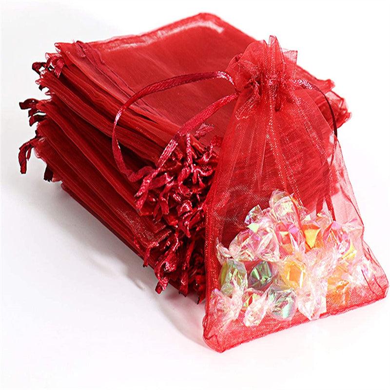 40pcs Red Organza Bags Drawstring Christmas Wedding Party Favor Graduation