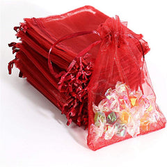 40pcs Red Organza Bags Drawstring Christmas Wedding Party Favor Graduation