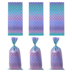 50pcs Mermaid Ripple Flat Pocket Packaging Bag Candy Biscuit Supplies