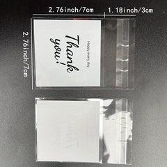 100pcs Thank You Printed Gift Bags Self-sealing Opp Bags