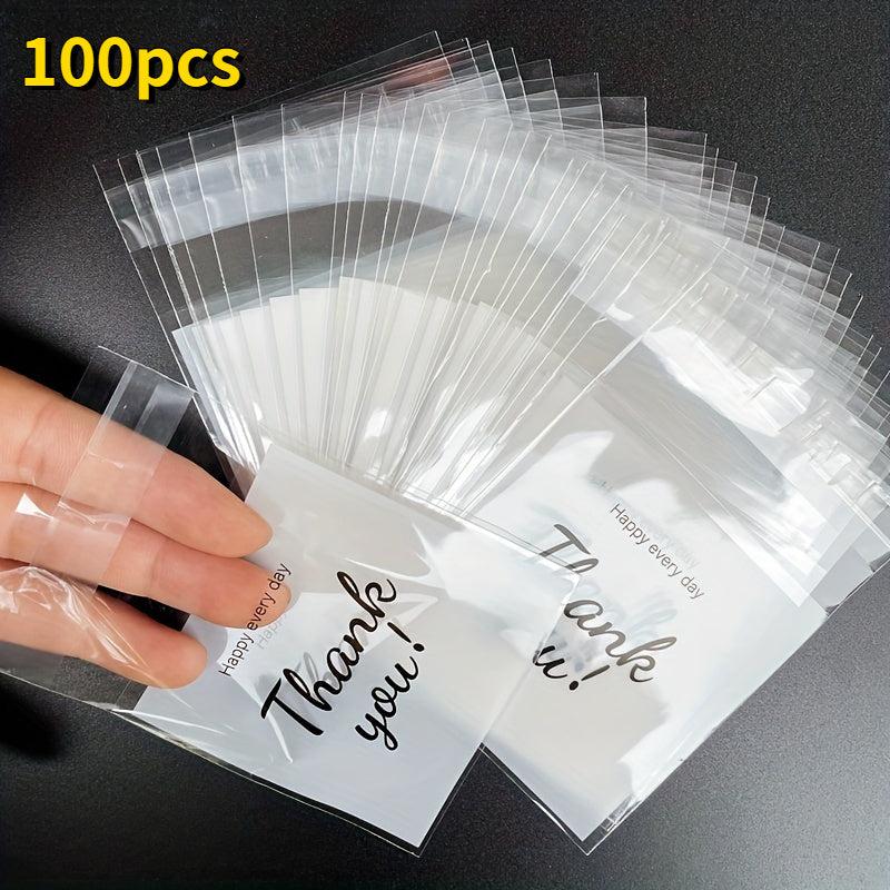 100pcs Thank You Printed Gift Bags Self-sealing Opp Bags