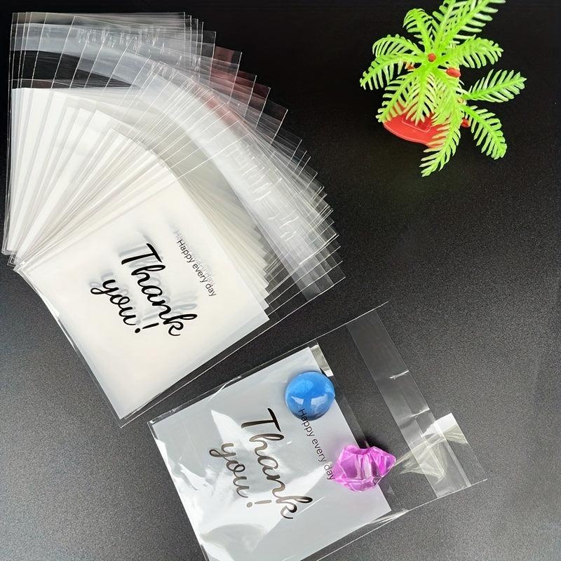 100pcs Thank You Printed Gift Bags Self-sealing Opp Bags