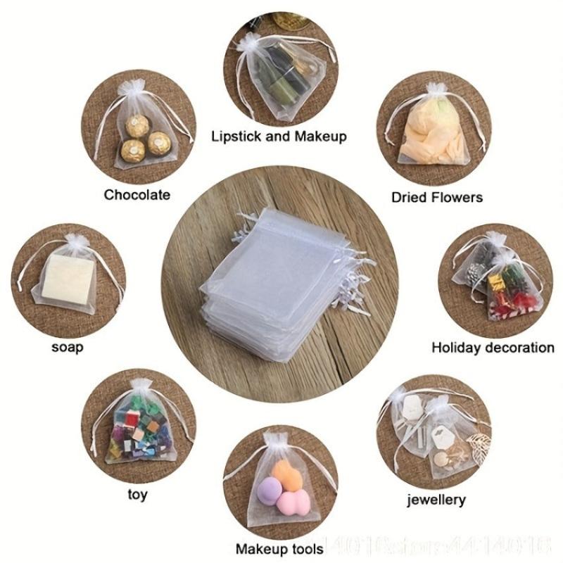 100pcs Organza Drawstring Storage Bags 6x8 cm Jewelry Bags Party Gift Bags