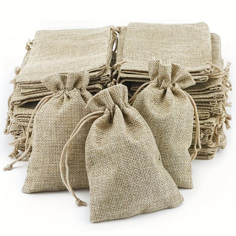5pcs Hemp Cloth Drawstring Jewelry Gift Bag for Retail Stores