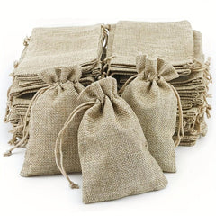 5pcs Hemp Cloth Drawstring Jewelry Gift Bag for Retail Stores
