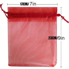 20pcs Wine Organza Gift Bags Drawstring Mesh Bags for Christmas