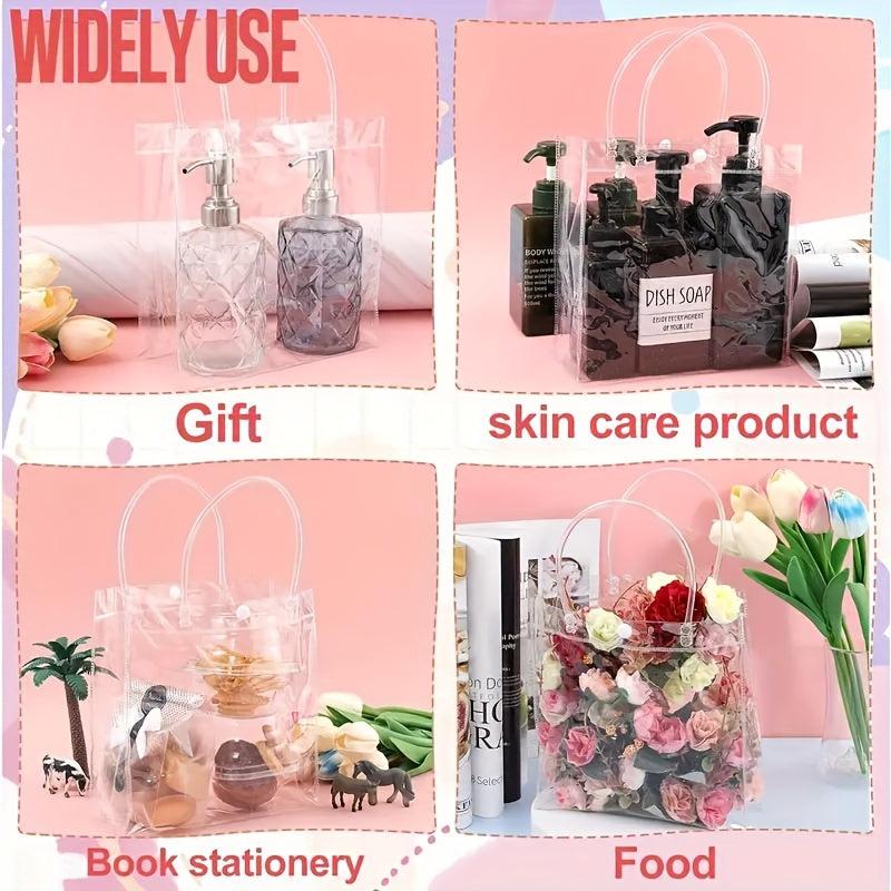 10pcs Transparent Christmas Gift Bags Thanksgiving Gift Bags Birthday Gift Bags