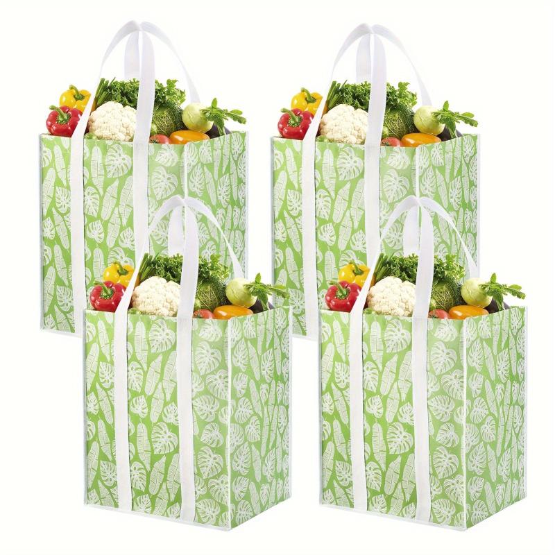 4pcs Collapsible Kitchen Reusable Grocery Bags with Plastic Bottom