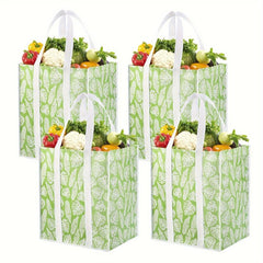 4pcs Collapsible Kitchen Reusable Grocery Bags with Plastic Bottom