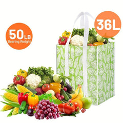 4pcs Collapsible Kitchen Reusable Grocery Bags with Plastic Bottom