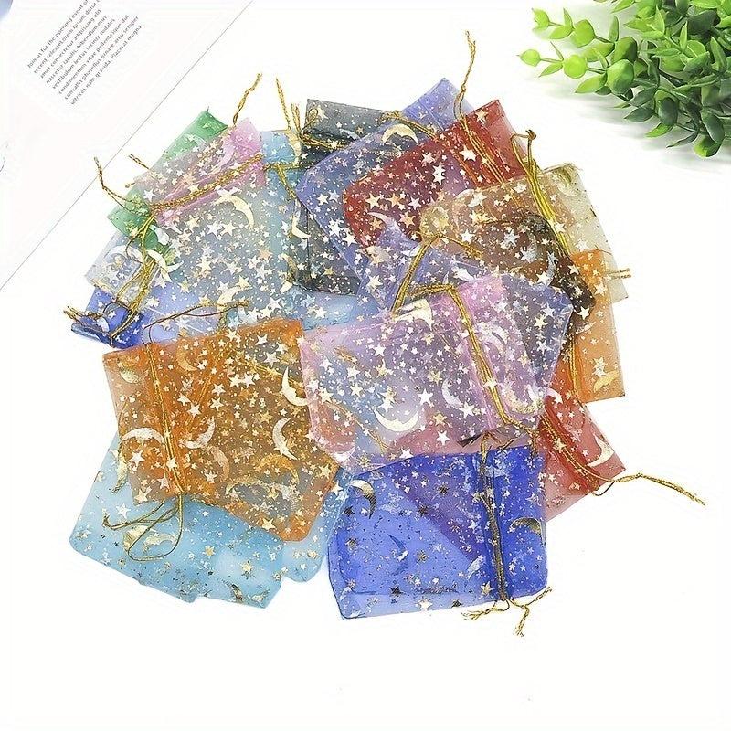 Moon Star Drawstring Organza Bags Jewelry Gift Bag Pouch Favor